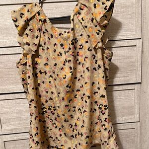 Chic Leopard Print Ruffle Sleeve Blouse